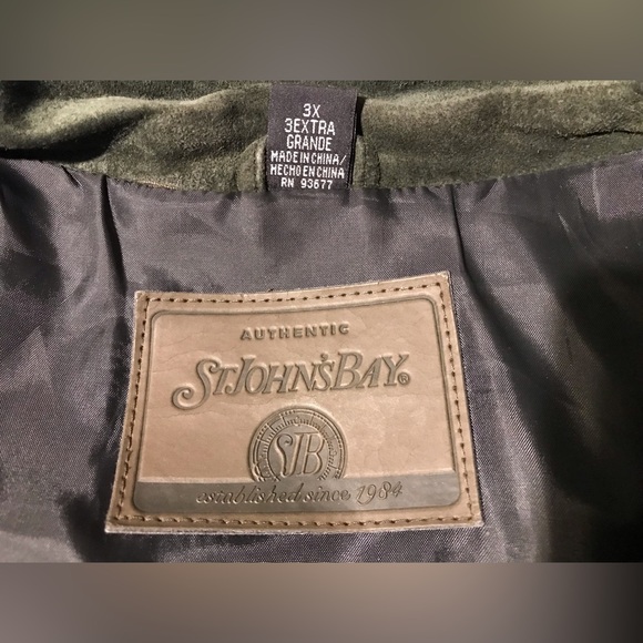 NWOT Vintage Womens Unisex ST JOHNS BAY GREEN OLIVE SUEDE Jacket 3XL Leather Rl - Picture 3 of 13